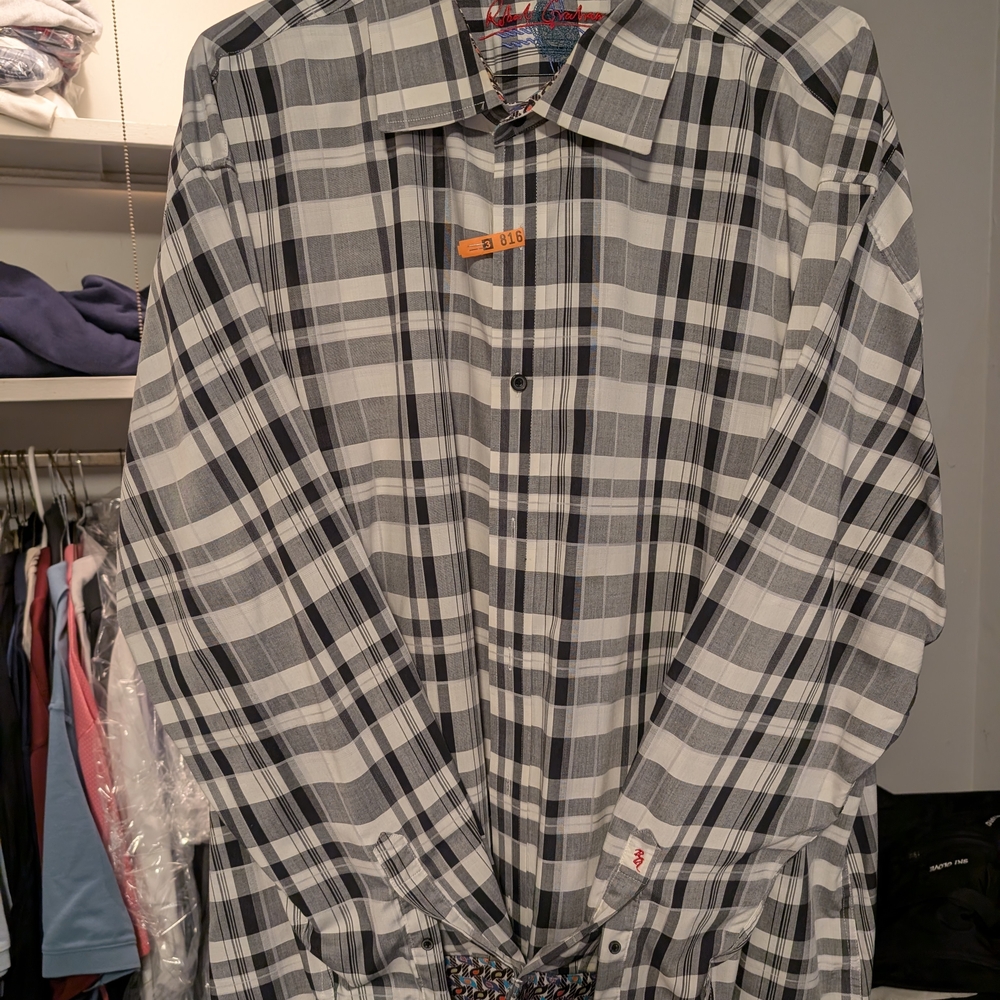 Robert Graham Black and White Checkered Button Down Shirt